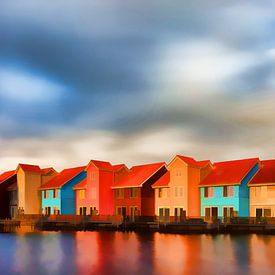 Impressionistisch Reitdiephaven Groningen van Reina Nederland in kleur