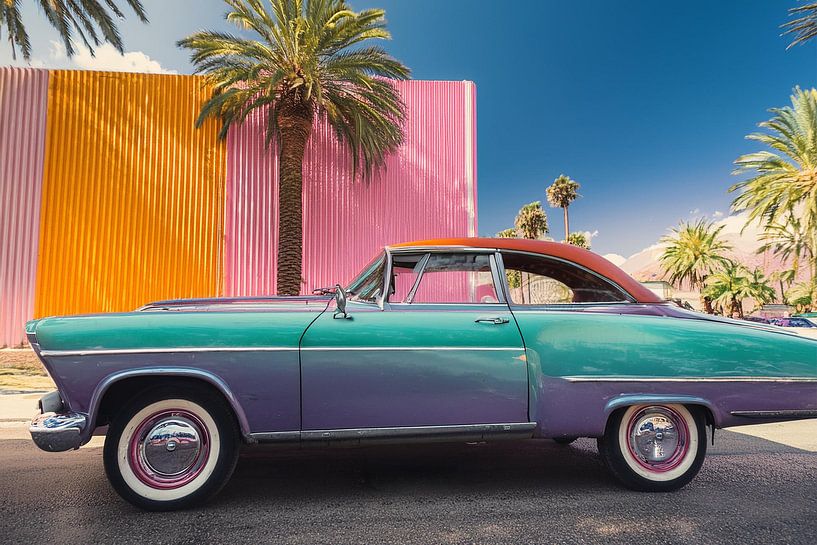 Klassieke amerikaanse auto in Palm Springs omgeving van Patricia Hofmeester