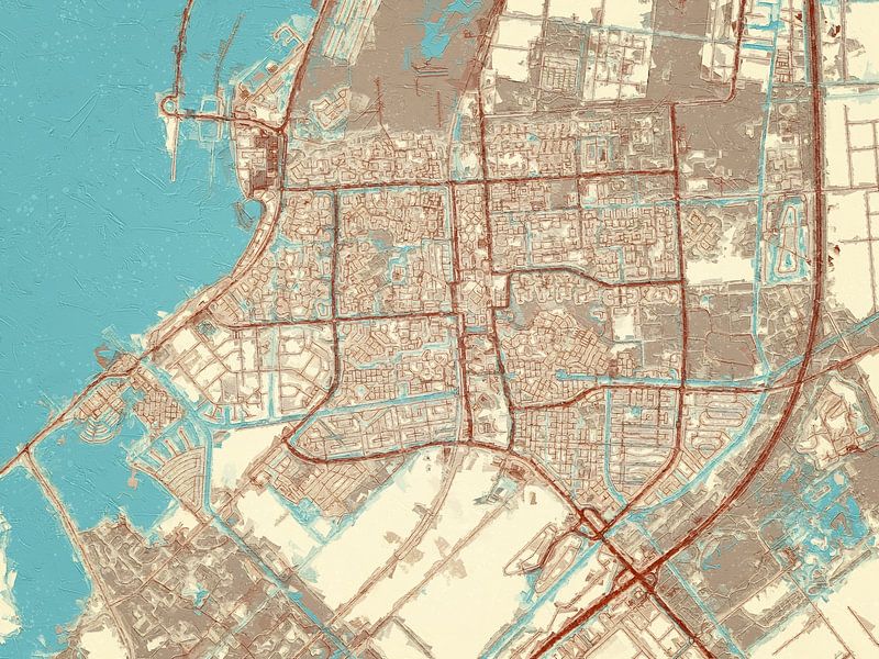 Map of Lelystad in the style Blue &amp; Cream by De Kaartenwinkel