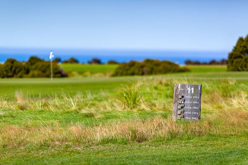 Hole wooden board. Cape Kidnappers golf court by Yevgen Belich