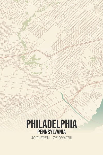 Carte ancienne de Philadelphie (Pennsylvanie), Etats-Unis. par Affiches de lieux