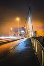 Die Erasmusbrücke in Rotterdam Holland mit abendlichem Verkehr von Bart Ros Miniaturansicht