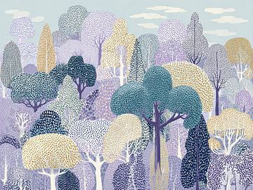 Baumlandschaft | Buntes Baumwunderland von Blumen Studio