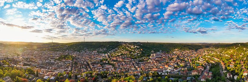 In vogelvlucht over Stuttgart-Mitte en Stuttgart-Süd van Werner Dieterich