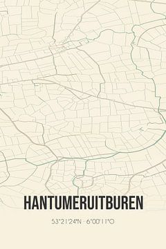 Vintage landkaart van Hantumeruitburen (Fryslan) van Rezona