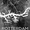 Rotterdam Stadskaart Zwart Aquarel | Centrum Delfshaven Heyplaat Pernis van WereldkaartenShop