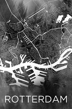 Rotterdam City Map Black Watercolor | Centrum Delfshaven Heyplaat Pernis by WereldkaartenShop