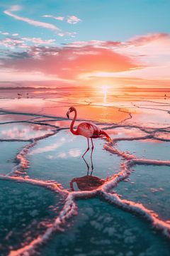 Flamingo in het zonlicht van fernlichtsicht
