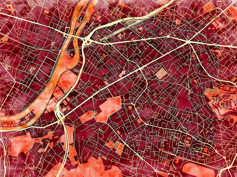 Map of Rueil-Malmaison with the style 'Amber Autumn' by Maporia