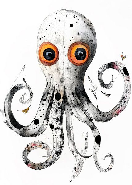 Witte grappige octopus #octopus van JBJart Justyna Jaszke