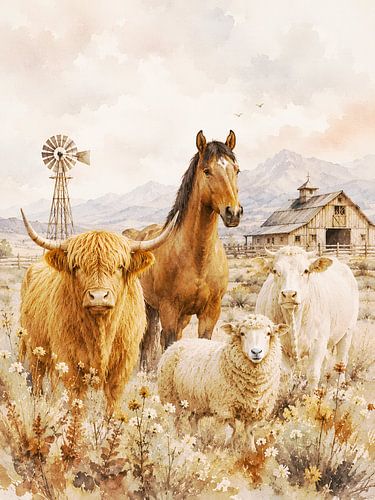 Amis de la Ferme Aquarelle Grange