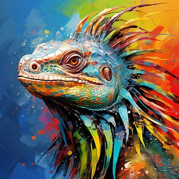 Iguana: Vivid Abstract Canvas by Surreal Media