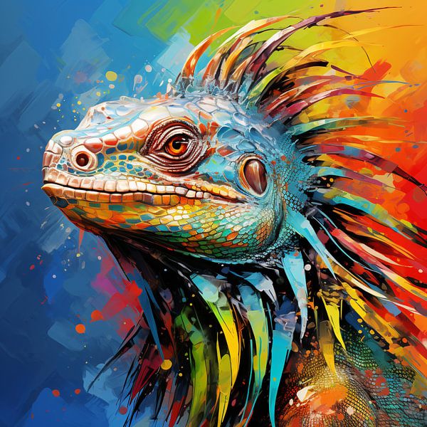 Iguane : Toile abstraite et vivante par Surreal Media