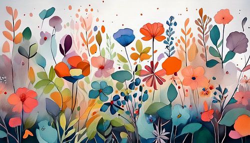 Colourful abstract botanical garden with modern flowers (6)