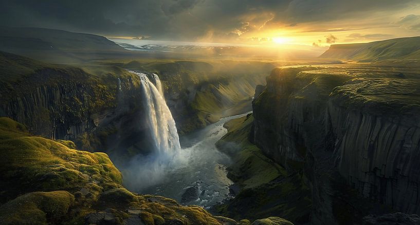 Ochtendlicht waterval van fernlichtsicht