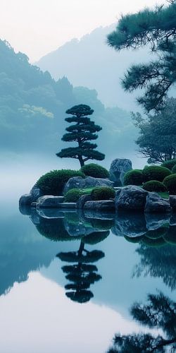 Zen tuin achtergrond banner. Aziatisch seizoensbeeld