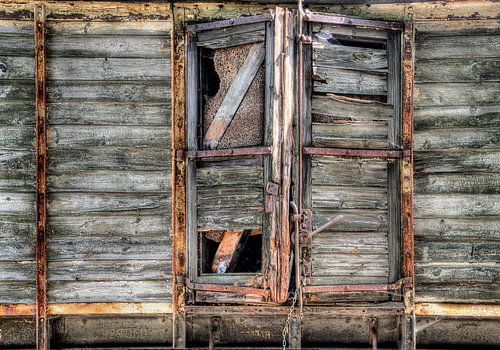 Oude treinwagon Station Hombourg Belgium 