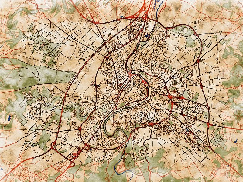 Kaart van Poitiers in de stijl 'Serene Summer' van Maporia