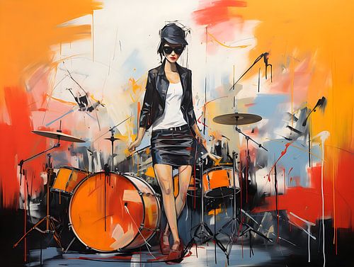 Frau in der Mitte einer Tanzfläche, gemalt von Basquiat