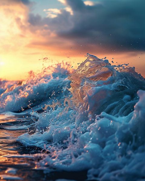 Goldenes Licht über den Wellen von fernlichtsicht