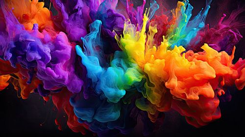 "Regenbogen-Rhapsodie: Die Eleganz der Splattered Color Art"