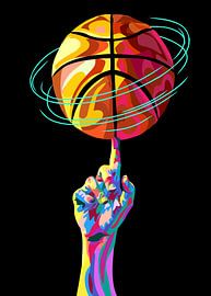 basketball spinning in pop art