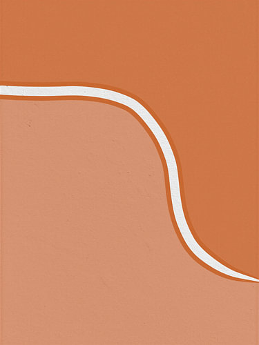 Modern Minimalistisch Abstract: Organische golflijn in terracotta en zandtinten
