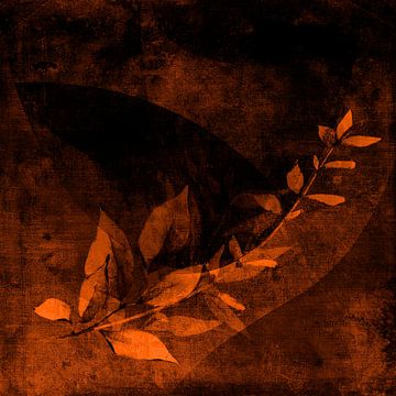 Botanical Mixed media Art: Herbstblätter in warmen Farbtönen