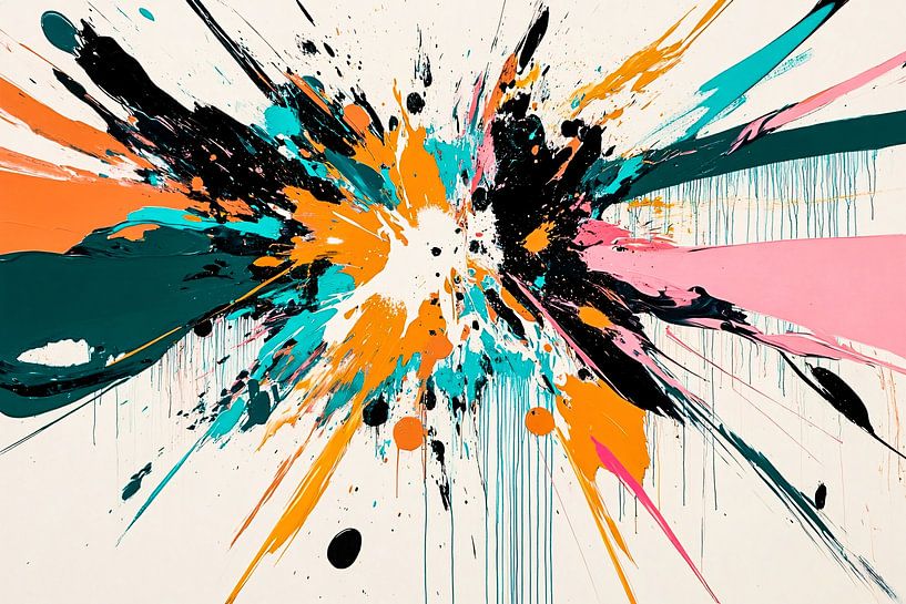 Dynamische abstracte explosie schilderij van Art & Soul Creations