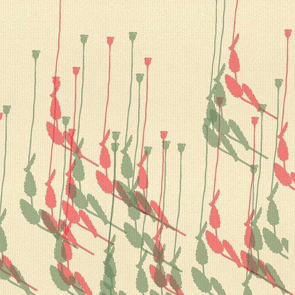 Modern abstract botanical art with poppies on off-white by Dina Dankers