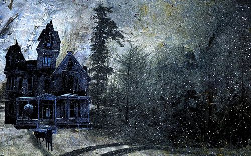 Donker huis in het bos