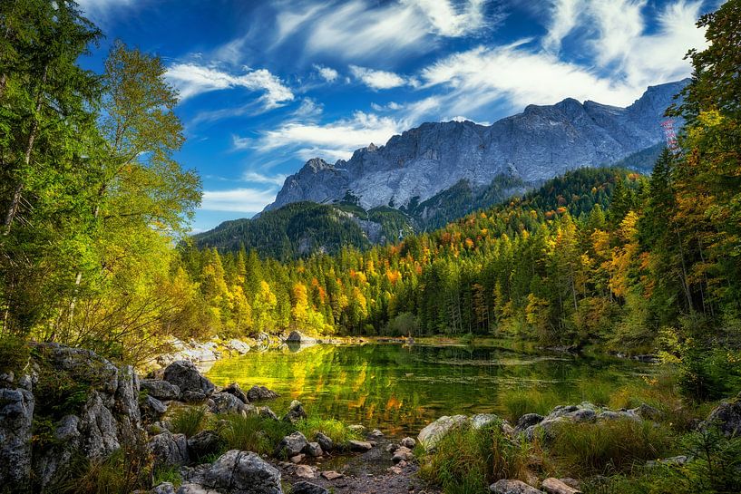 Frillensee autumn - Golden forests in front of an Alpine panorama by Photo Art Thomas Klee