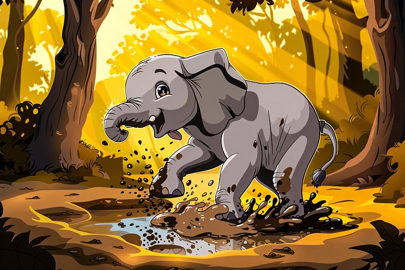 Glücklicher Elefant in der Natur von Art & Soul Creations