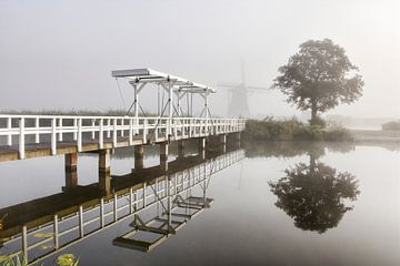 Mist in Kinderdijk van Charlene van Koesveld
