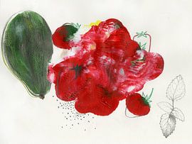 Avocado Erdbeer in the mix Food Illustration von Pünktchenpünktchen Kommastrich