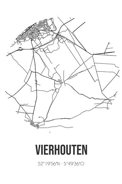 Vierhouten (Gelderland) | Map | Black and white by Prints of Place
