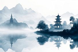 Zen-Landschaft im Nebel von Poster Art Shop