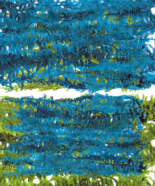 Grüne und blaue Pflanzenblätter gestalten landschaftlich von ART Eva Maria