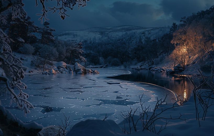 Verschneite Baumkronen von fernlichtsicht