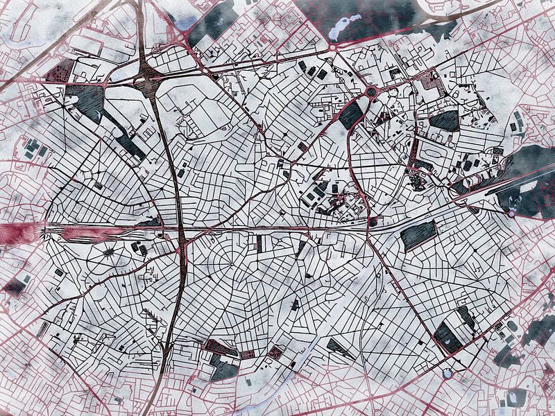Map of Aulnay-sous-Bois with the style 'White Winter' by Maporia