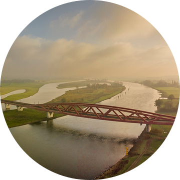Hanzeboog treinbrug over de IJssel van bovenaf van Sjoerd van der Wal Fotografie