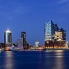 Hamburg skyline with Elbphilharmonie at the blue hour by Frank Herrmann