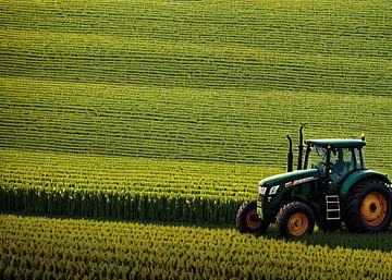 Tractor in het groene veld van insideportugal