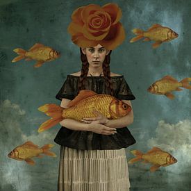 Vintage-Schönheit mit Orange Rose von Yvonne Zeldenthuis