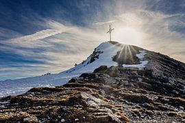 Summit cross in the sun star by Marcel Hechler