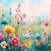 Zomer! Dromerig Wilde bloemenveld in pastel kleuren van Studio Pieternel