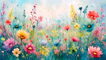 Zomer! Wilde bloemenveld in zachte tinten van Studio Pieternel