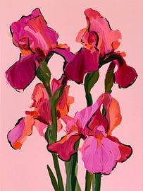 Des iris roses, des fleurs d'un magenta éclatant sur IamHomeStudio
