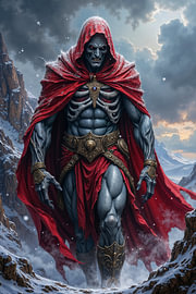 Dark Fantasy Wandbild: GLACIVOR – Der wandernde Dämon in der eisigen Landschaft von INFERAURUM