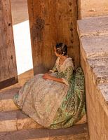 Dancer in historic Spanish attire in Valencia